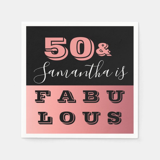 Serviette En Papier 50 et fabuleux Rose Gold 50e fête d'anniversaire (Devant)