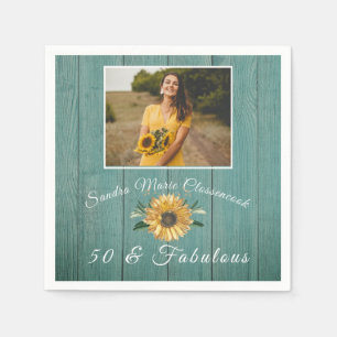 Serviette En Papier 50 et fabuleux Sunflower Green Anniversaire