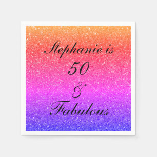 Serviette En Papier 50 Et Fabulous Anniversaire Pink Parties scintilla