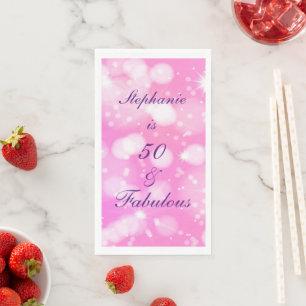 Serviette En Papier 50 Et Fabulous Anniversaire Pink Purple Rose Parti