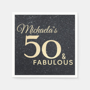 Serviette En Papier 50 et Fabulous Black Gold Cinquantième anniversair