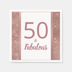 Serviette En Papier 50 et Fabulous Chic Rose Gold 50e fête d'anniversa