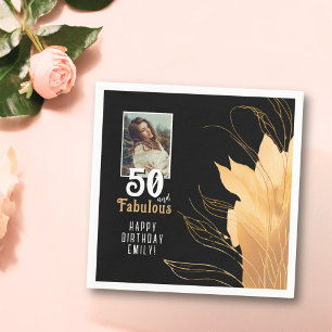 Serviette En Papier 50 et Fabulous Gold Foliage 50e Anniversaire Photo