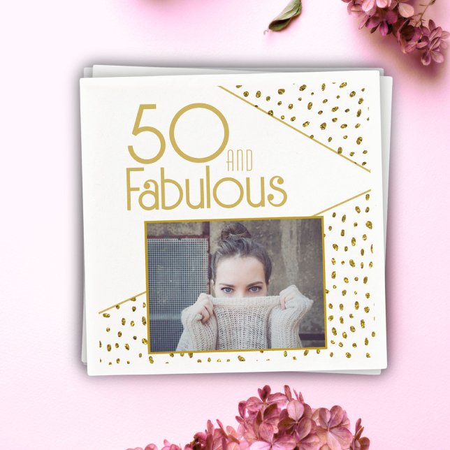 Serviette En Papier 50 et Fabulous Gold Parties scintillant Photo 50e  (Créateur téléchargé)