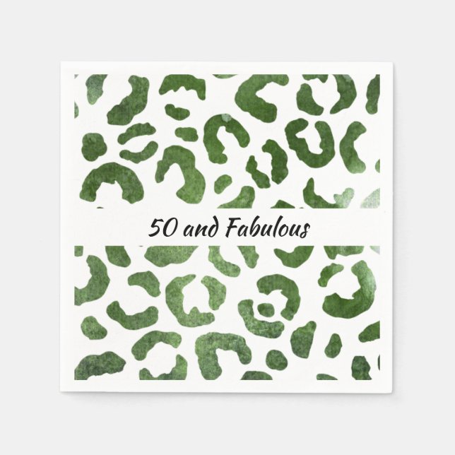 Serviette En Papier 50 et Fabulous Green Cheetah Imprimer Abstrait (Devant)