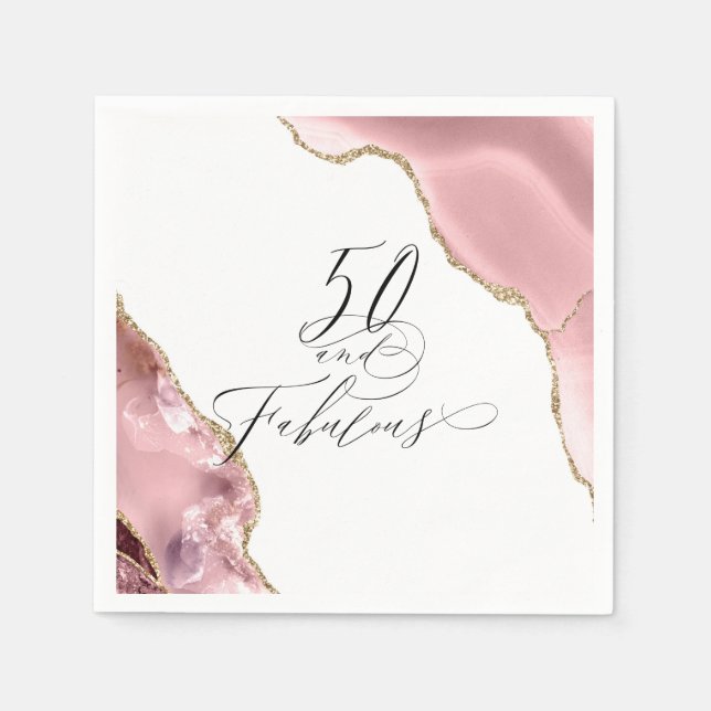 Serviette En Papier 50 et Fabulous Rose Gold Parties scintillant Agate (Devant)