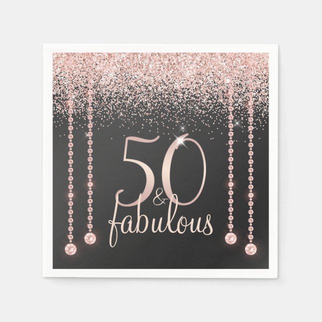 Serviette En Papier 50 et Fabulous Rose Gold Parties scintillant Diamo (Devant)
