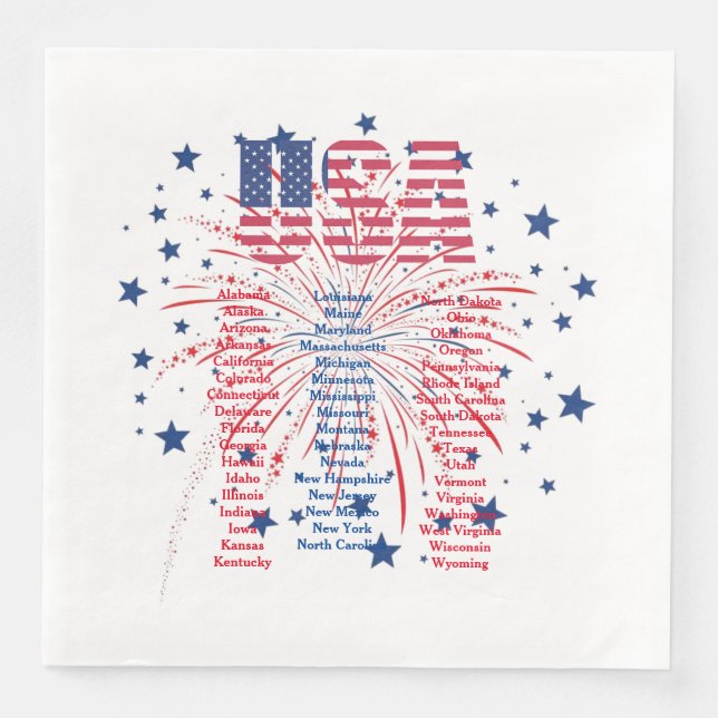Serviette En Papier "50 États" (Devant)