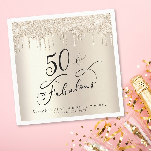 Serviette En Papier 50 Fabuleuse Parties scintillant Champagne Gold Pe (Créateur téléchargé)