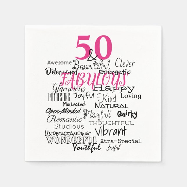 Serviette En Papier 50 & Fabuleux Anniversaire A à Z Typographie Fun R (Devant)