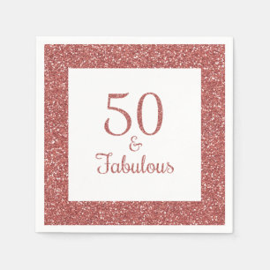 Serviette En Papier 50 & Fabuleux anniversaire Sparkly Rose Gold Parti