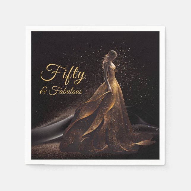 Serviette En Papier 50 Fabuleux Black Gold Parties scintillant Sparkle (Devant)