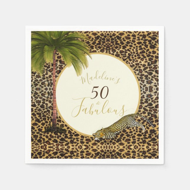 Serviette En Papier 50 Fabuleux Cinquantième Empreinte de léopard Anni (Devant)