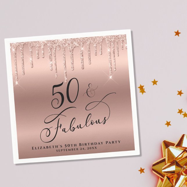 Serviette En Papier 50 Fabuleux Rose de Parties scintillant Gold Perso (Créateur téléchargé)