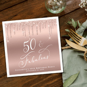 Serviette En Papier 50 Fabuleux Rose Parties scintillant Gold fête d'a