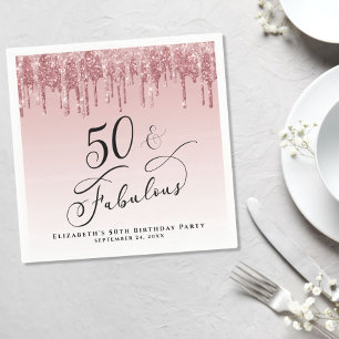 Serviette En Papier 50 Fabuleux Rose Parties scintillant Gold rose fêt