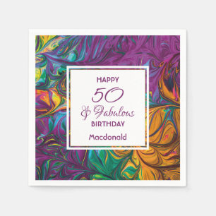 Serviette En Papier 50 & Fabulous Abstrait PURPLE papier personnalisé
