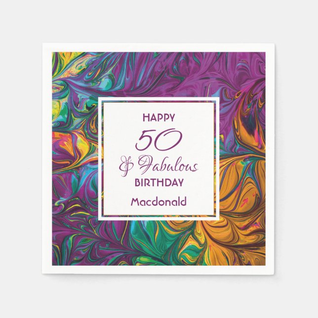 Serviette En Papier 50 & Fabulous Abstrait PURPLE papier personnalisé (Devant)