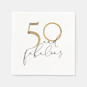 Serviette En Papier 50 & Fabulous Black & White Gold 50e anniversaire