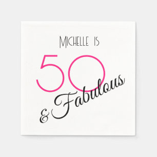 Serviette En Papier 50 & Fabulous Elegant Hot Pink et Black Retro