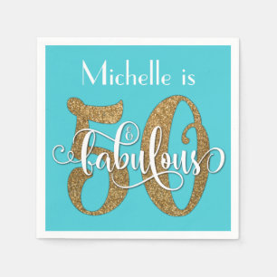 Serviette En Papier 50 & Fabulous Gold Parties scintillant Birthday Tu