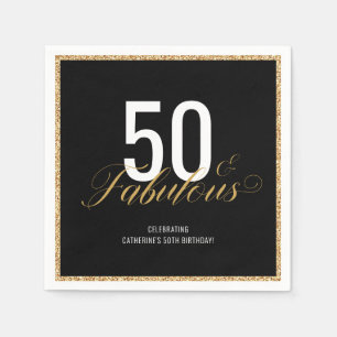 Serviette En Papier 50 & Fabulous Gold Parties scintillant fête d'anni