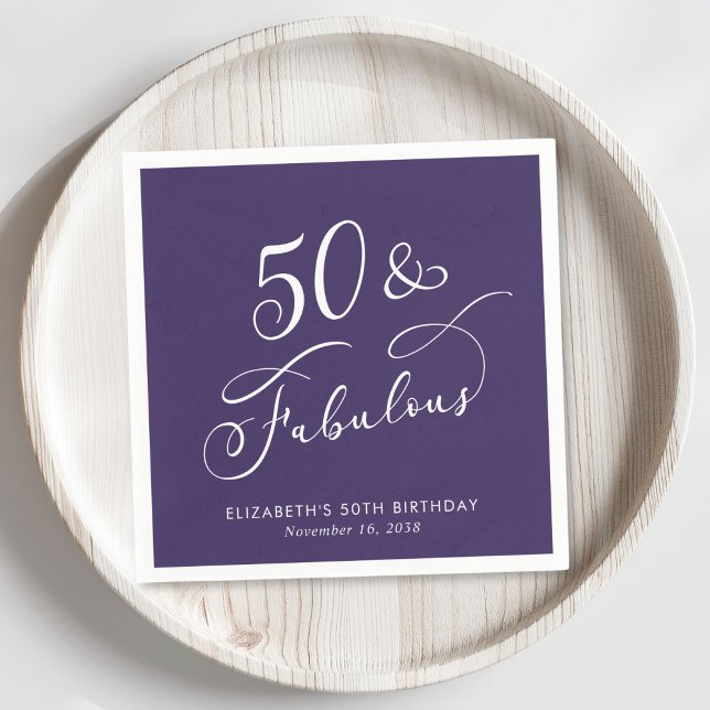 Serviette En Papier 50 Fabulous Purple 50th Birthday Party (Créateur téléchargé)