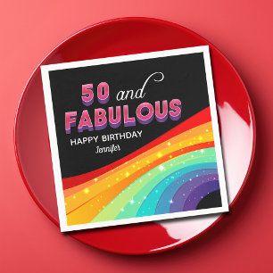 Serviette En Papier 50 & Fabulous Rainbow Sparkle 50e anniversaire fêt