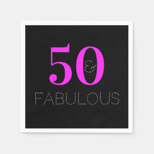 Serviette En Papier 50e anniversaire 50 fabuleux Neon Pink Black Party