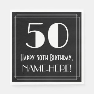 Serviette En Papier 50e anniversaire ~ Art Déco Inspiré Look "50", Nom
