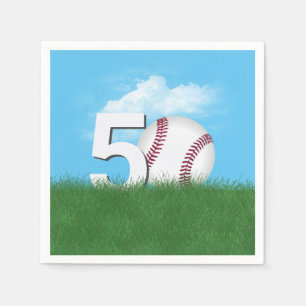 Serviette En Papier 50e Anniversaire Baseball En Herbe Verte