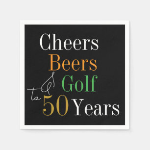 Serviette En Papier 50e anniversaire Cheers and Beers Golf Black and G