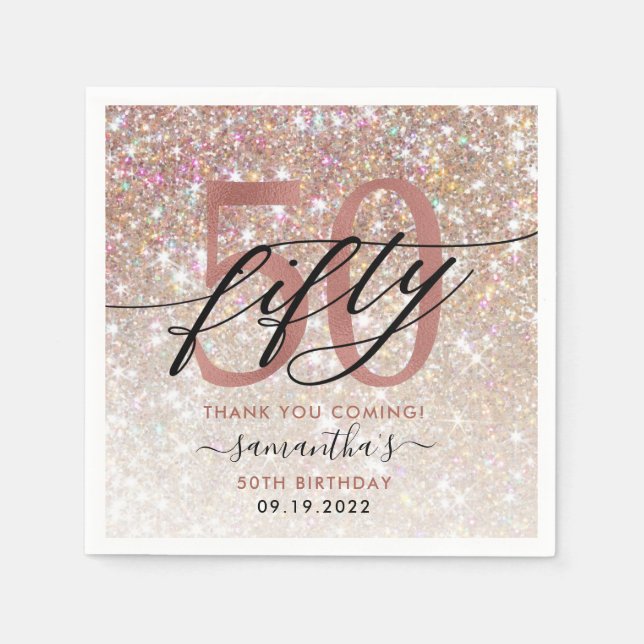 Serviette En Papier 50e anniversaire Chic Parties scintillant Ombre Me (Devant)