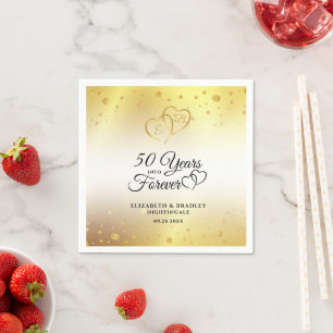Serviette En Papier 50e Anniversaire Coeurs d'or 50 ans en jamais