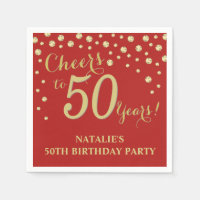 50e anniversaire de fête Rouge et Diamant Or Napki