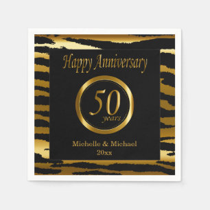 Serviette En Papier 50e anniversaire de Mariage d'or   Zebra Stripes