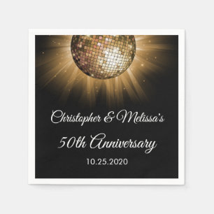Serviette En Papier 50e anniversaire de Mariage Gold Sparkle Disco Bal