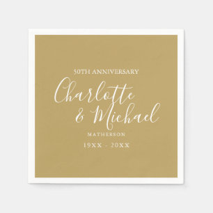 Serviette En Papier 50e anniversaire de mariage Golden Signature Scrip