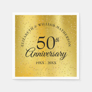 Serviette En Papier 50e anniversaire de mariage paillettes d'or sur pa