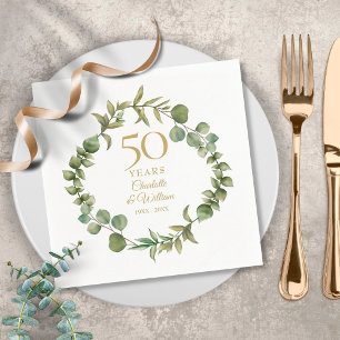 Serviette En Papier 50e anniversaire de mariage Woodland Greenery