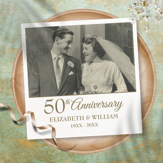 Serviette En Papier 50e anniversaire d'or Mariage photo serviettes (Créateur téléchargé)