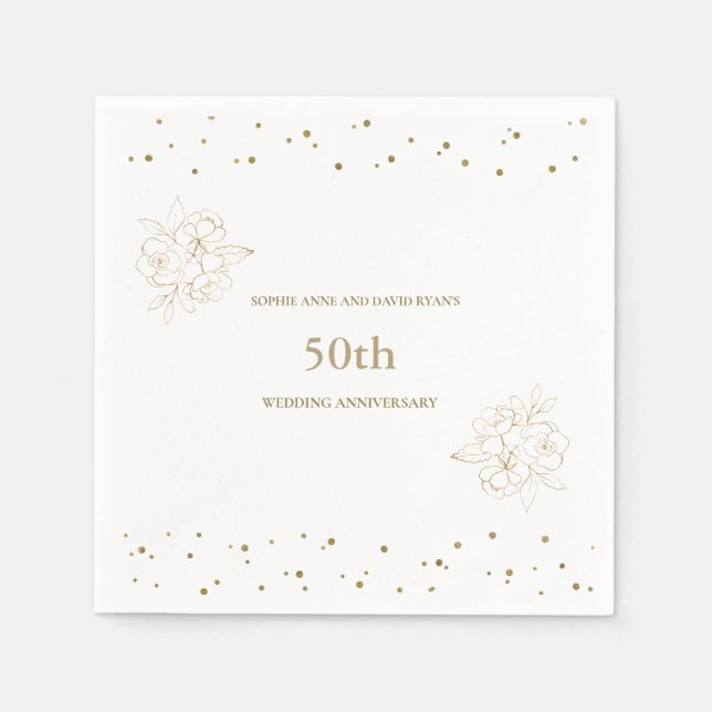 Serviette En Papier 50e anniversaire du Mariage de luxe Gold (Devant)