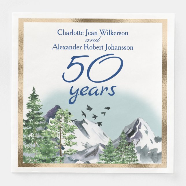Serviette En Papier 50e anniversaire du Mariage Paysage des Rocheuses (Devant)