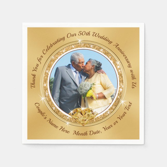 Serviette En Papier 50e anniversaire du Mariage serviettes PERSONNALIS (Devant)