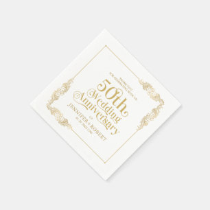 Serviette En Papier 50e anniversaire du Mariage Typographie de l'or