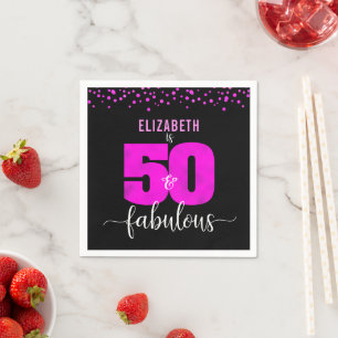 Serviette En Papier 50e anniversaire fabuleux points de glam rose chau