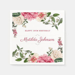 Serviette En Papier 50e anniversaire fête élégante florale sur mesure