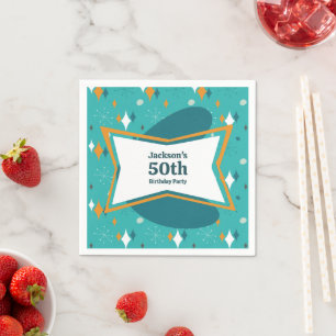 Serviette En Papier 50e anniversaire fête Retro Mid Century N'importe 