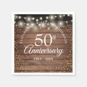 Serviette En Papier 50e anniversaire Gold Dust Rustic String lumières