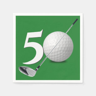 Serviette En Papier 50e Anniversaire Golf Ball And Club